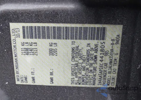 2014 Nissan Maxima 3.5 Sv from USA, damaged, VIN 1N4AA5AP1EC441805